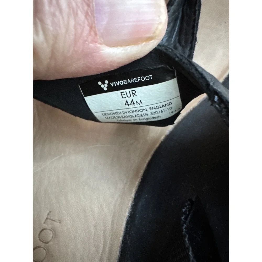 Vivobarefoot Total Eclipse Lux Black Leather Sandals Adjustable EUR 44, US 11